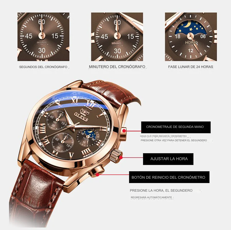 Reloj de cuero genuino OLEVS - PREMIUM