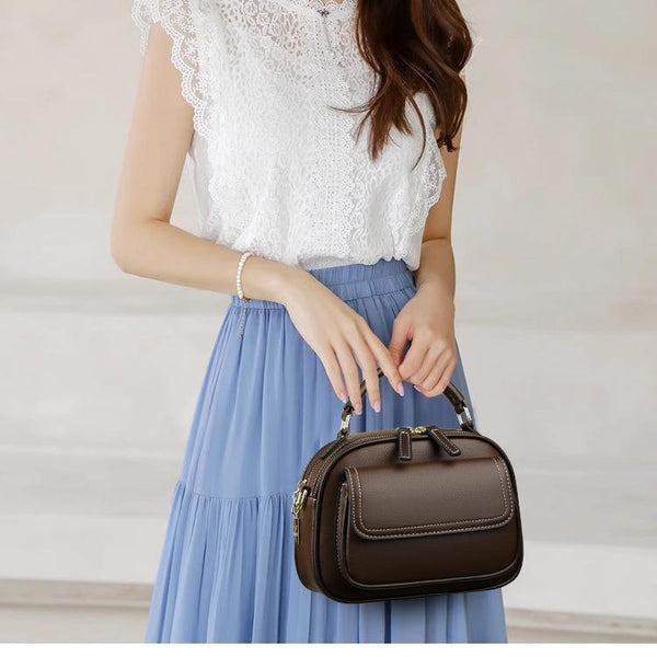 Elegante Bolso De Hombro De Doble Capa Con Correa Ancha