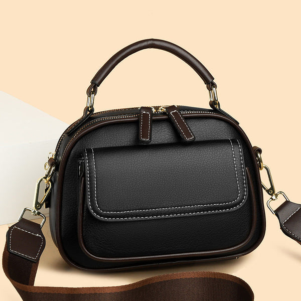 Elegante Bolso De Hombro De Doble Capa Con Correa Ancha