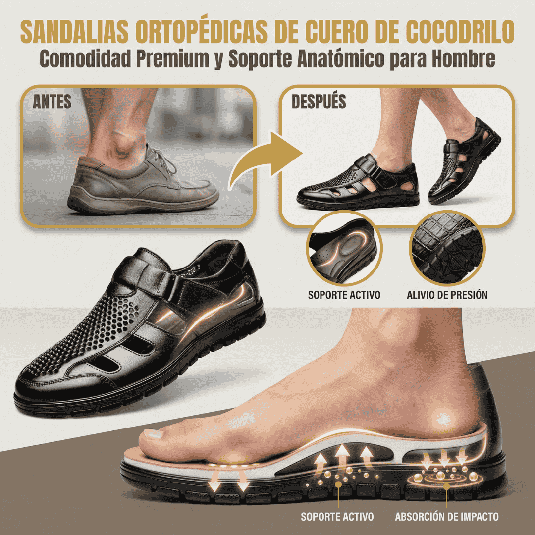 Sandalias Ortopédicas De Cuero De Cocodrilo
