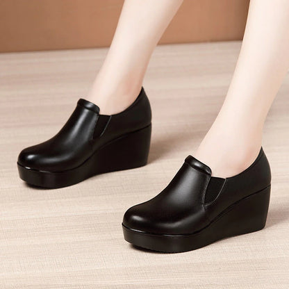 Zapatos De Cuero De Talón De Mujer