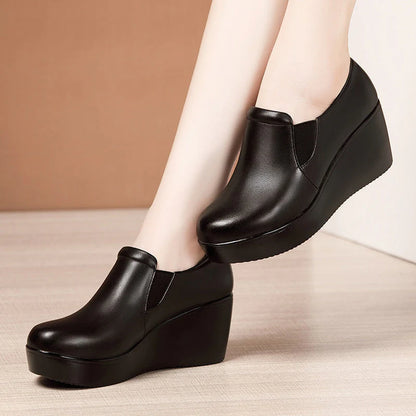 Zapatos De Cuero De Talón De Mujer