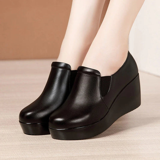 Zapatos De Cuero De Talón De Mujer
