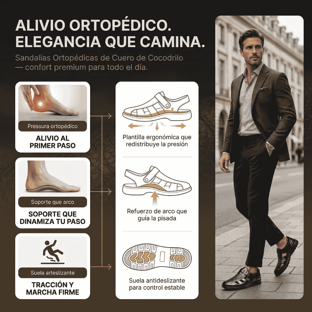 Sandalias Ortopédicas De Cuero De Cocodrilo