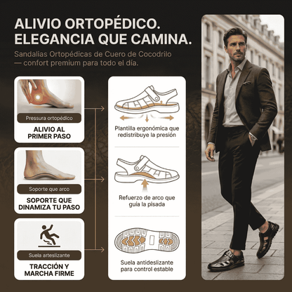Sandalias Ortopédicas De Cuero De Cocodrilo