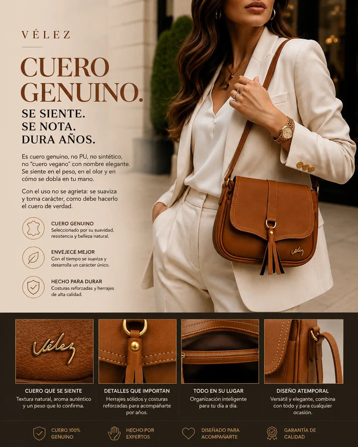 ✨ Morral Vélez Siena™ 🤎 100% Cuero Genuino