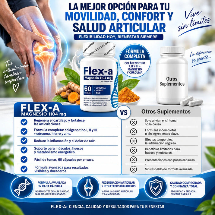 FLEX-a - Recupera Tus Articulaciones Sin Dolor ( 60 UND ) RECUPERA TU MOVILIDAD NATURAL