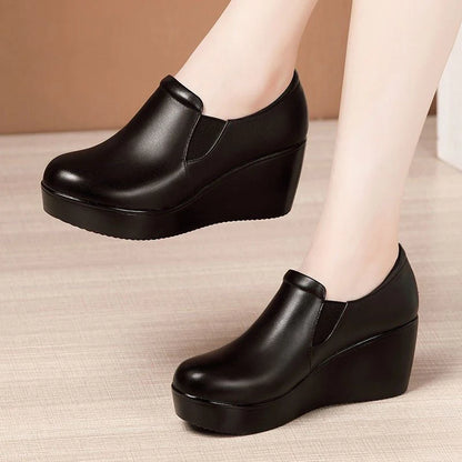 Zapatos De Cuero De Talón De Mujer