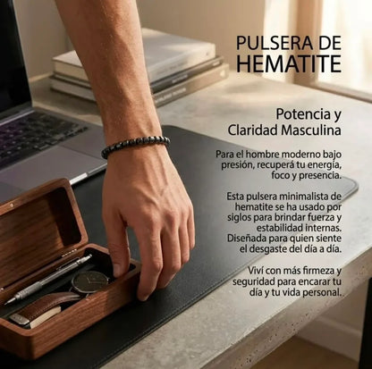 Pulsera Hematita natural pulida a mano