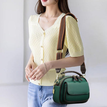 Elegante Bolso De Hombro De Doble Capa Con Correa Ancha
