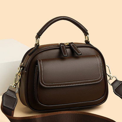 Elegante Bolso De Hombro De Doble Capa Con Correa Ancha
