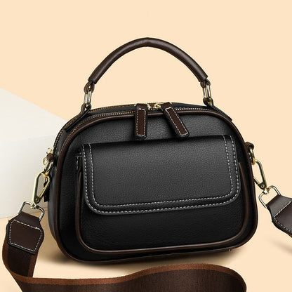 Elegante Bolso De Hombro De Doble Capa Con Correa Ancha