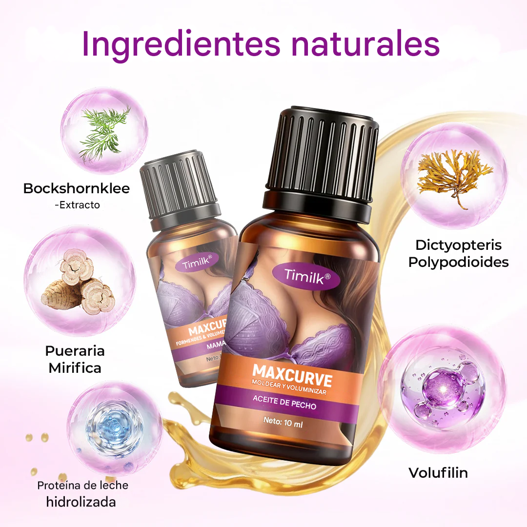 Aceite para el busto MaxCurve para dar forma y aumentar el volumen