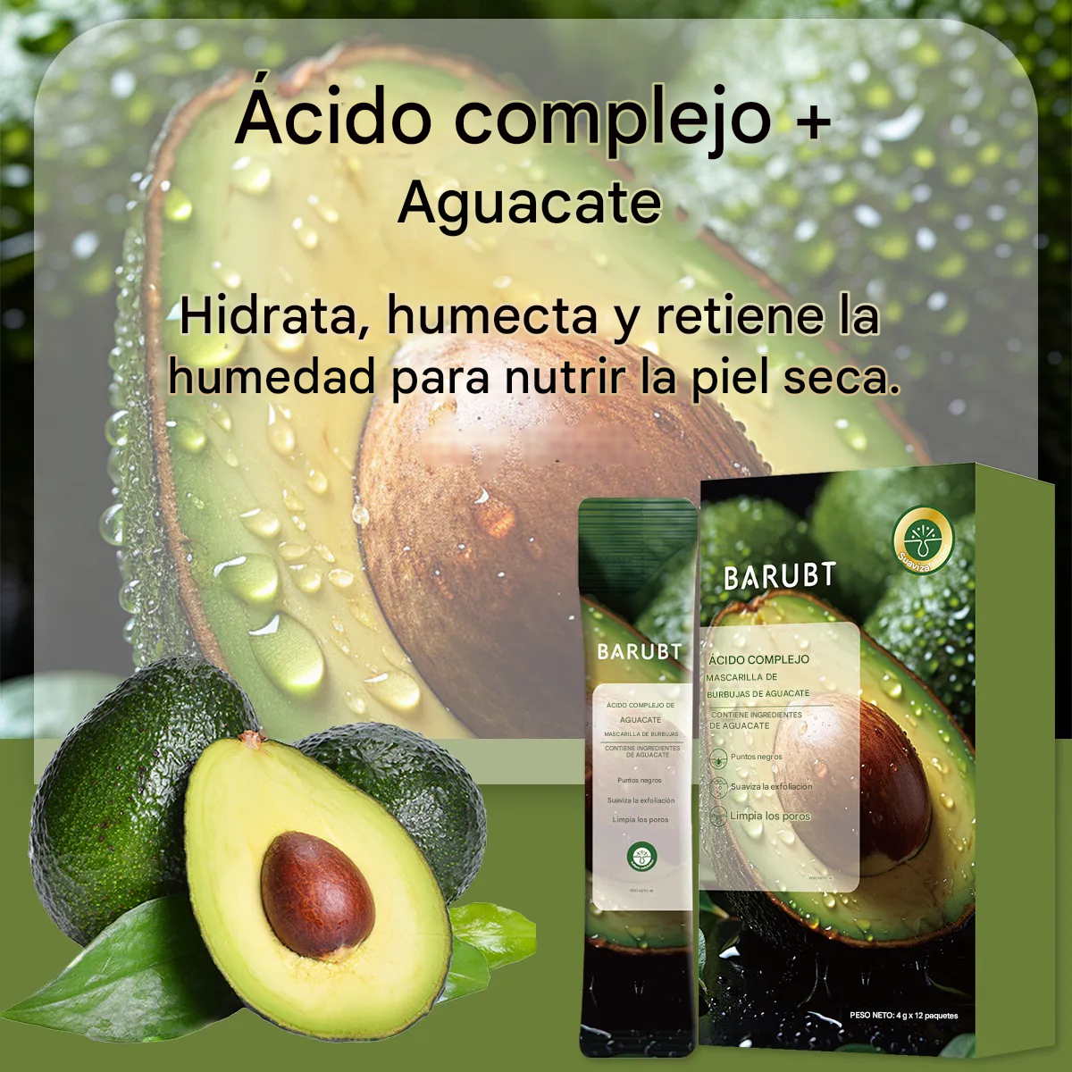 Mascarilla Facial De Burbujas De Aguacate - BARUBT